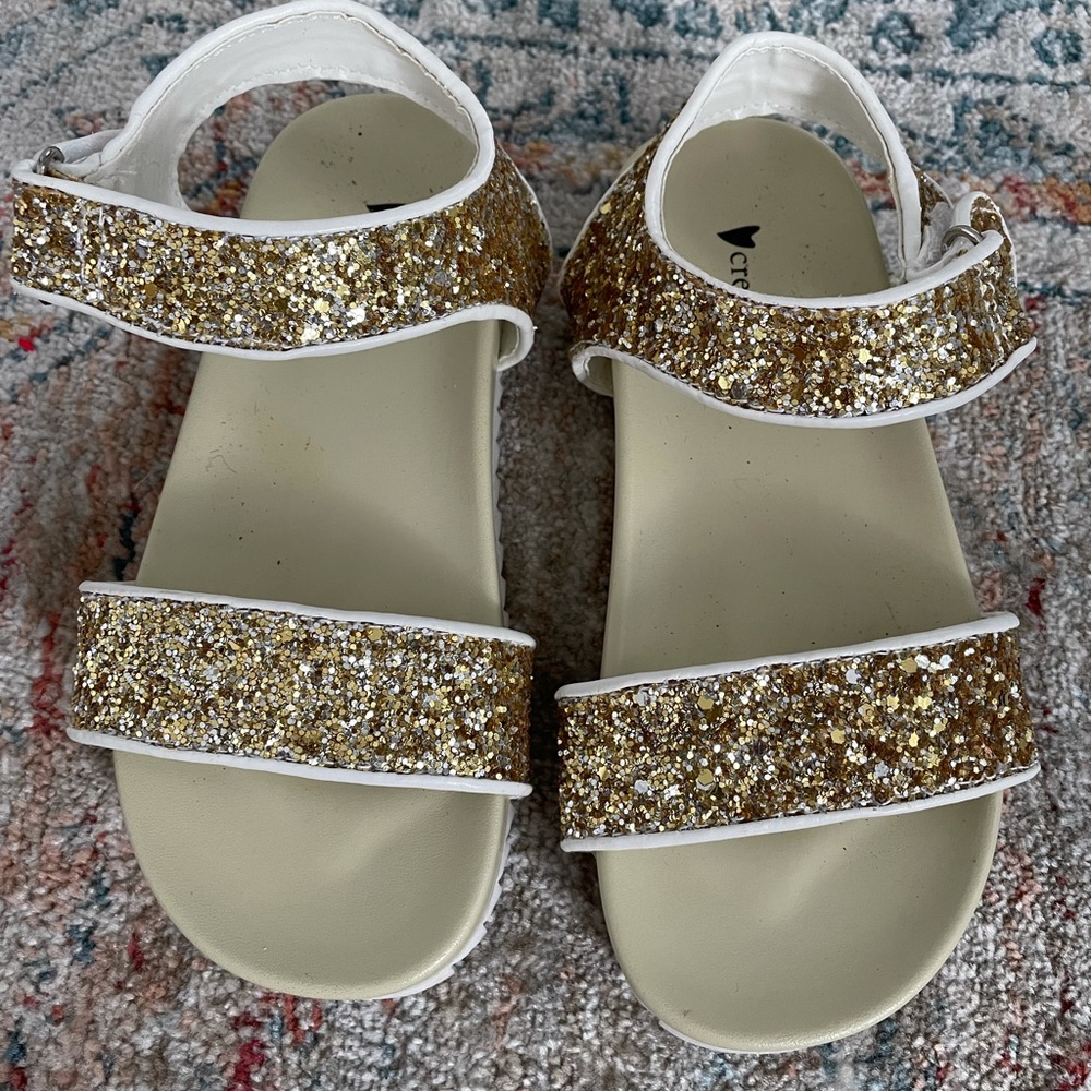 J.Crew Crewcuts gold glitter sandals Sz 12